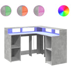 Modern Wooden Home Office Gaming Corner Computer Desk With LED Lights Storage
