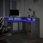 Modern Wooden Home Office Gaming Corner Computer Desk With LED Lights Storage