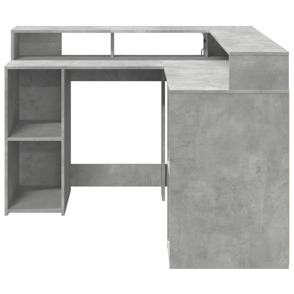 Modern Wooden Home Office Gaming Corner Computer Desk With LED Lights Storage