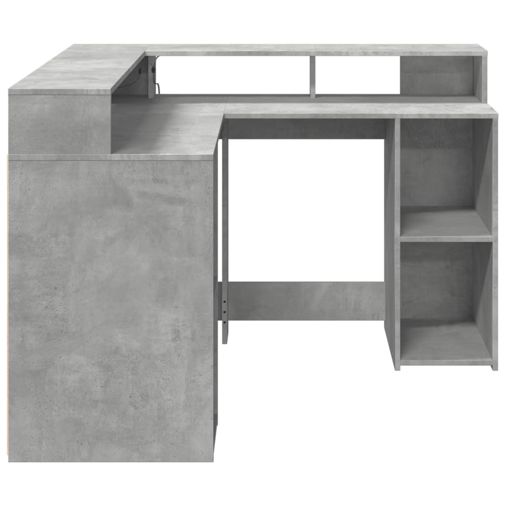 Modern Wooden Home Office Gaming Corner Computer Desk With LED Lights Storage