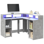 Modern Wooden Home Office Gaming Corner Computer Desk With LED Lights Storage