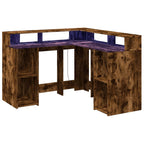 Modern Wooden Home Office Gaming Corner Computer Desk With LED Lights Storage