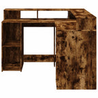Modern Wooden Home Office Gaming Corner Computer Desk With LED Lights Storage