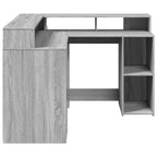 Modern Wooden Home Office Gaming Corner Computer Desk With LED Lights Storage