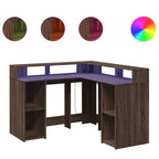 Modern Wooden Home Office Gaming Corner Computer Desk With LED Lights Storage