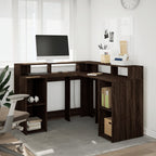 Modern Wooden Home Office Gaming Corner Computer Desk With LED Lights Storage