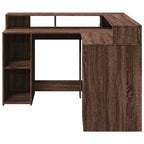 Modern Wooden Home Office Gaming Corner Computer Desk With LED Lights Storage