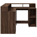 Modern Wooden Home Office Gaming Corner Computer Desk With LED Lights Storage