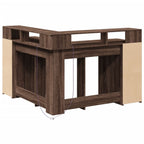 Modern Wooden Home Office Gaming Corner Computer Desk With LED Lights Storage