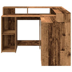 Modern Wooden Home Office Gaming Corner Computer Desk With LED Lights Storage
