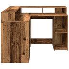Modern Wooden Home Office Gaming Corner Computer Desk With LED Lights Storage
