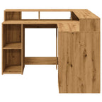Modern Wooden Home Office Gaming Corner Computer Desk With LED Lights Storage