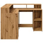 Modern Wooden Home Office Gaming Corner Computer Desk With LED Lights Storage