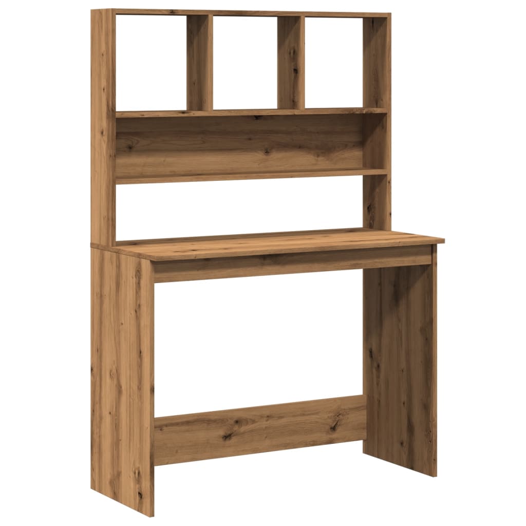 Modern Wooden Office Gaming Computer Desk Table With Open Storage Shelves