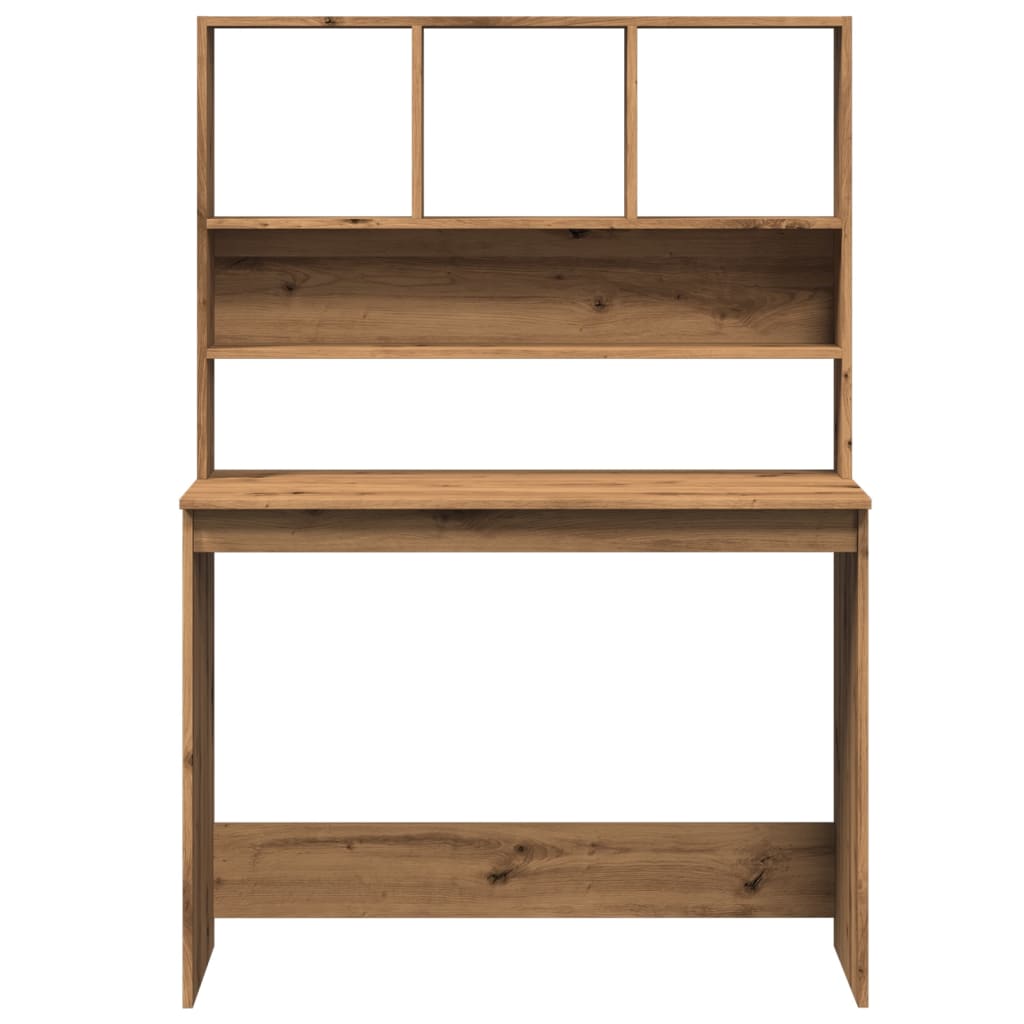 Modern Wooden Office Gaming Computer Desk Table With Open Storage Shelves