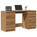 Modern Wooden Home Office Computer Desk Table With 6 Storage Drawers