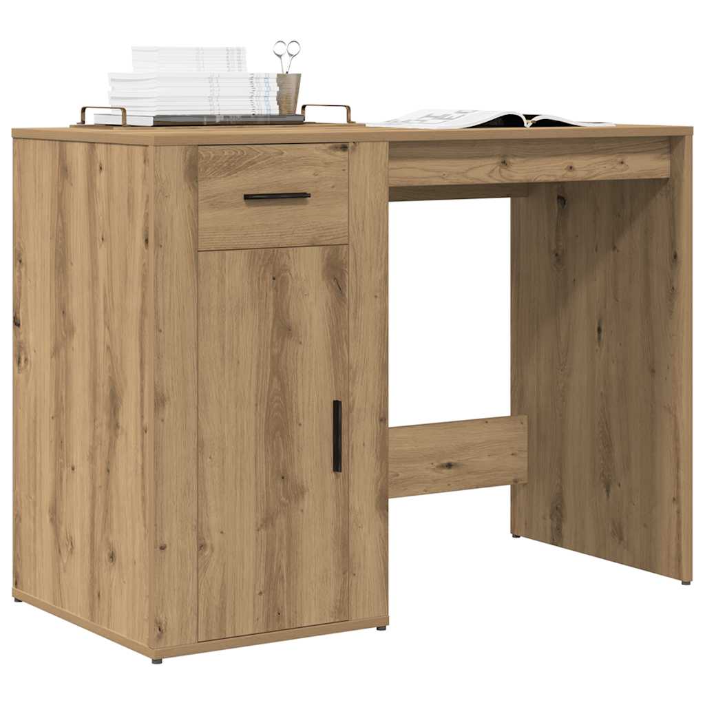Modern Wooden Home Office Computer Desk Table With Storage Compartment & Drawer