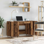 Modern Wooden Home Office Computer Desk Table With 2 Storage Cupboards
