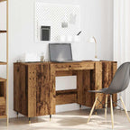 Modern Wooden Home Office Computer Desk Table With 2 Storage Cupboards