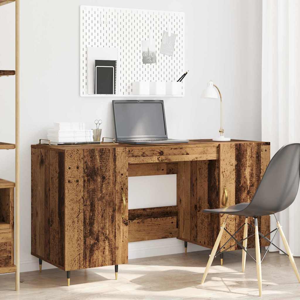 Modern Wooden Home Office Computer Desk Table With 2 Storage Cupboards