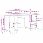 Modern Wooden Home Office Computer Desk Table With 2 Storage Cupboards