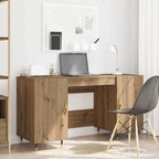 Modern Wooden Home Office Computer Desk Table With 2 Storage Cupboards