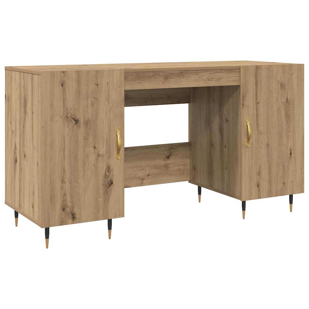 Modern Wooden Home Office Computer Desk Table With 2 Storage Cupboards