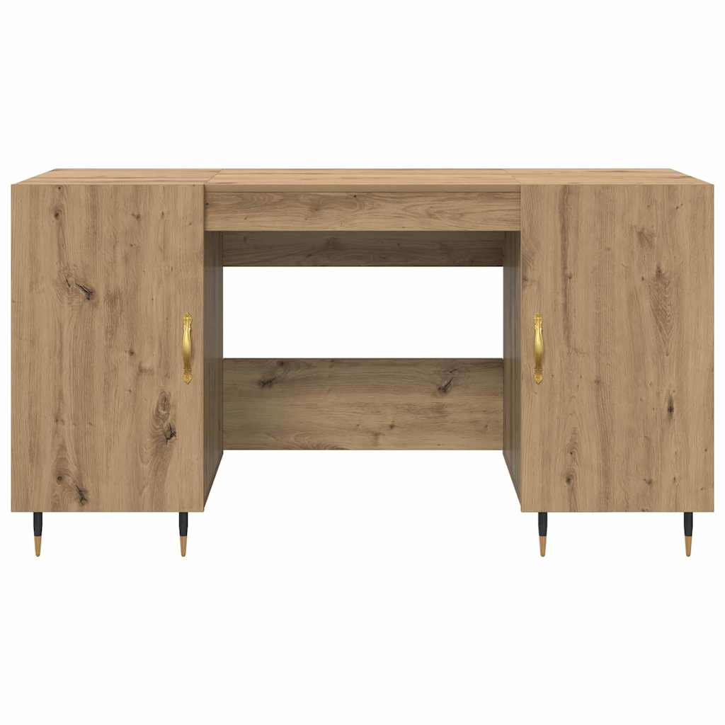Modern Wooden Home Office Computer Desk Table With 2 Storage Cupboards