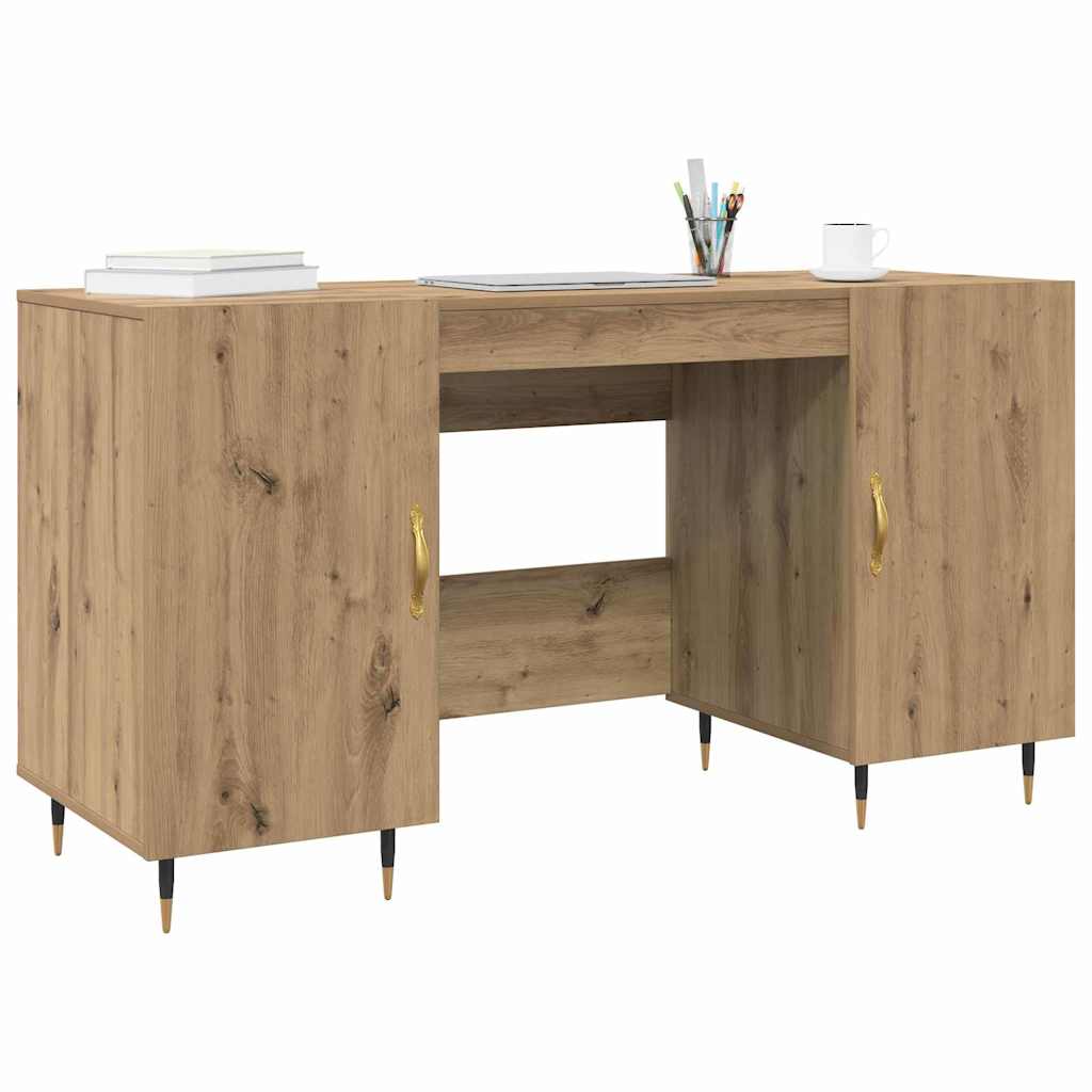 Modern Wooden Home Office Computer Desk Table With 2 Storage Cupboards
