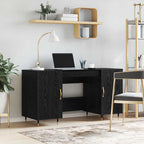Modern Wooden Home Office Computer Desk Table With 2 Storage Cupboards