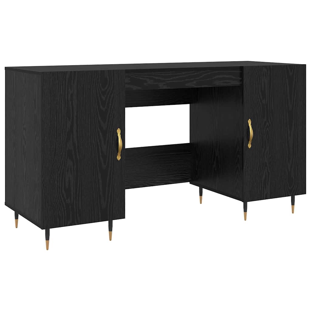 Modern Wooden Home Office Computer Desk Table With 2 Storage Cupboards