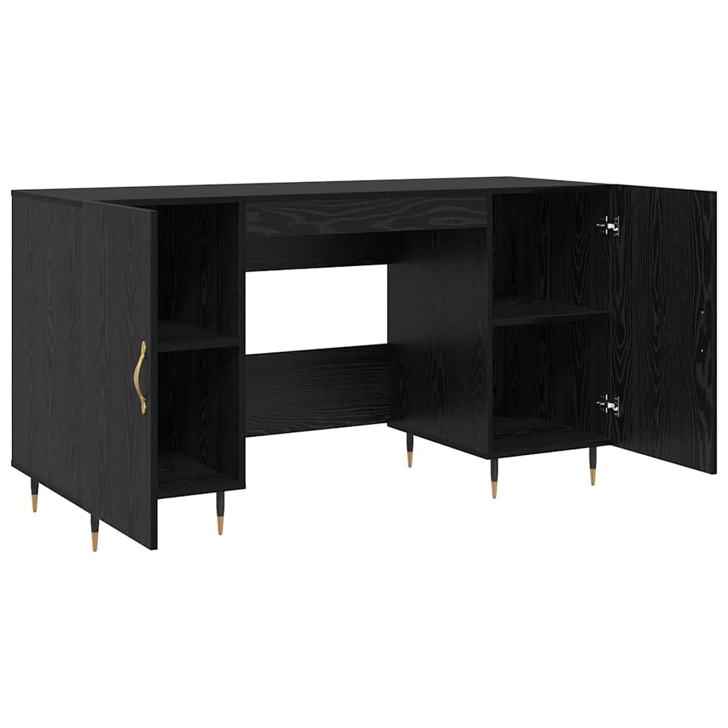 Modern Wooden Home Office Computer Desk Table With 2 Storage Cupboards