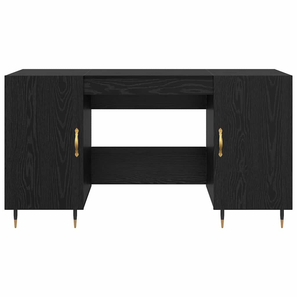 Modern Wooden Home Office Computer Desk Table With 2 Storage Cupboards