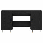 Modern Wooden Home Office Computer Desk Table With 2 Storage Cupboards