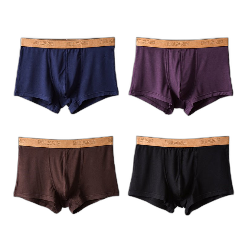 Modal Ultra-soft Solid Mid-waist Men's Boxer Briefs
