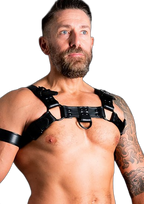 ruff GEAR Double Tone Leather Bulldog Harness Black
