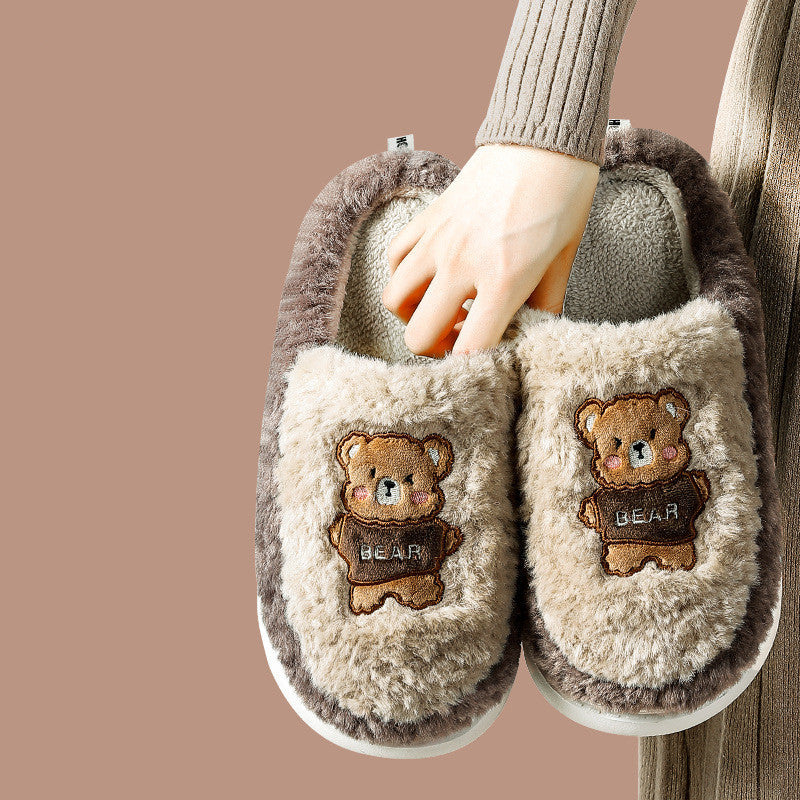 Bears Fur Slippers For Women To Keep Warm In Winter