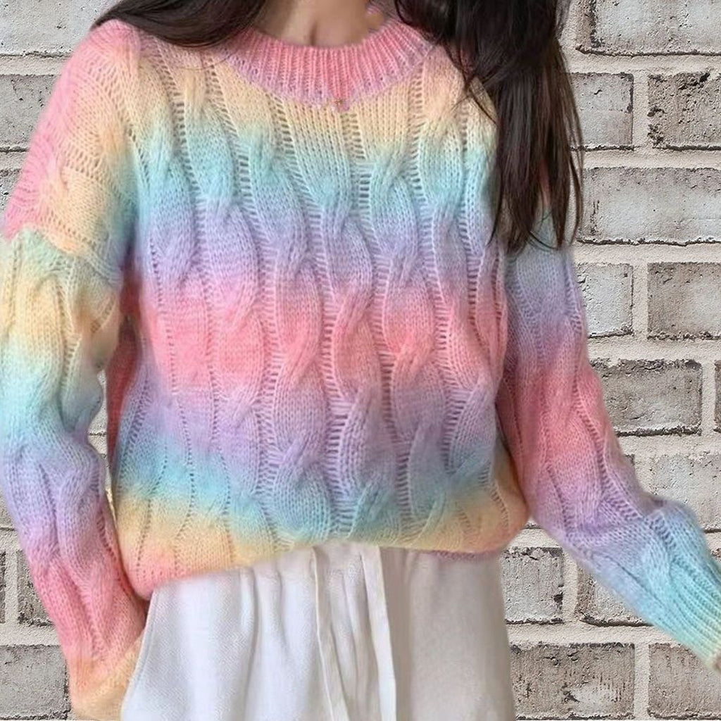 Fashionable Round-neck Sweet And Casual Sweater For Women