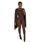 Solid Color Casual Slim-fitting Patchwork Long Sleeve Open Arm Mesh Long Conjoined Trousers