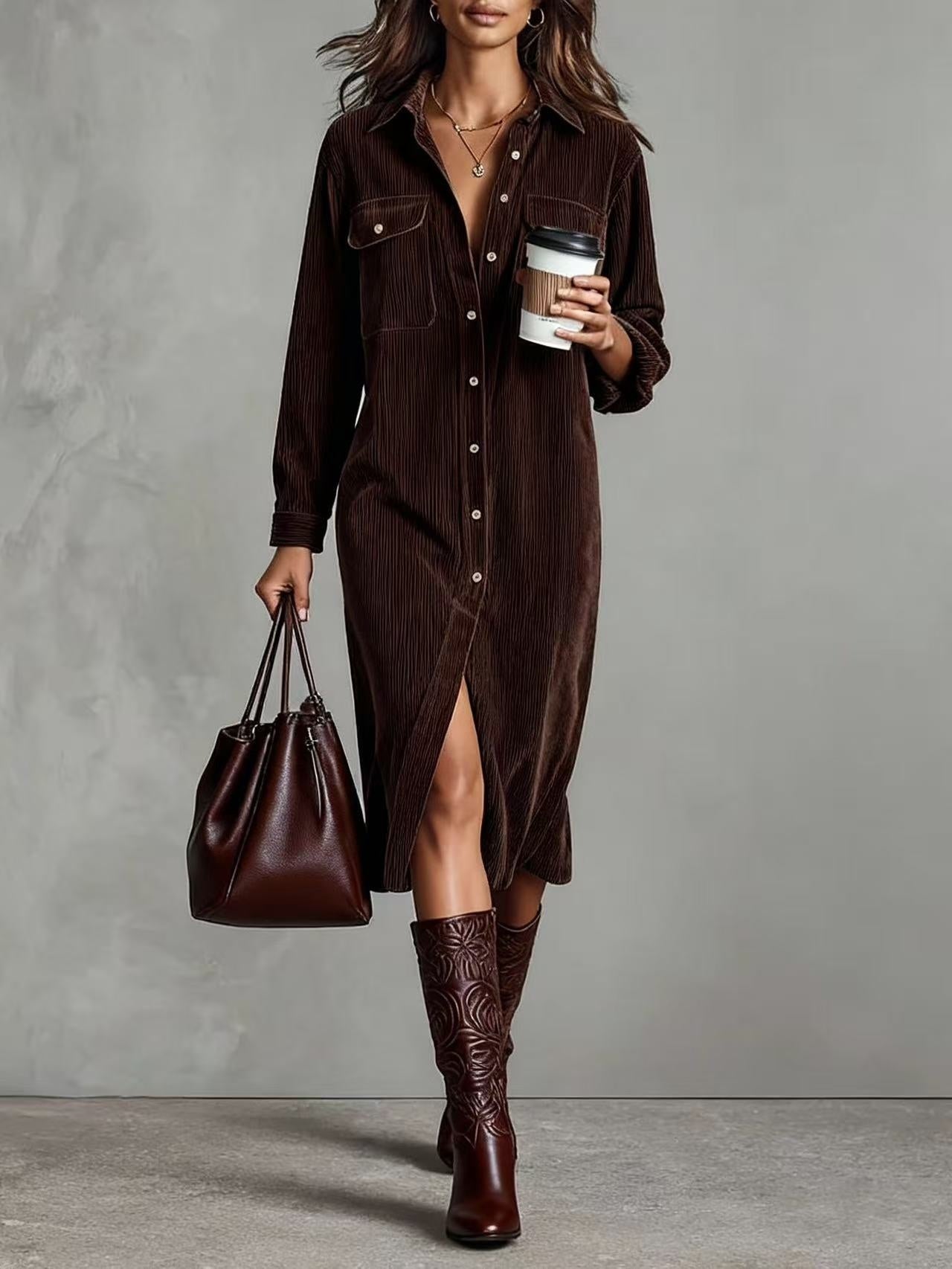 The Chic Edit – Women’s Button-Down Collar Casual Dress