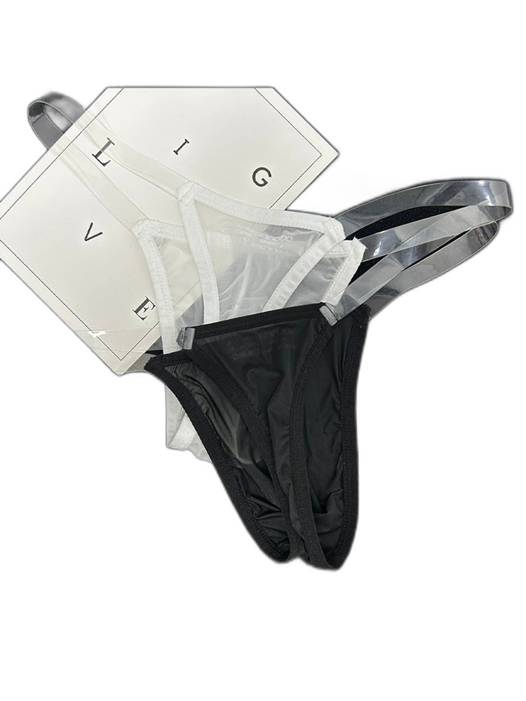 2 Pack Men's Sexy Seamless Semi-Transparent Thong & Strings