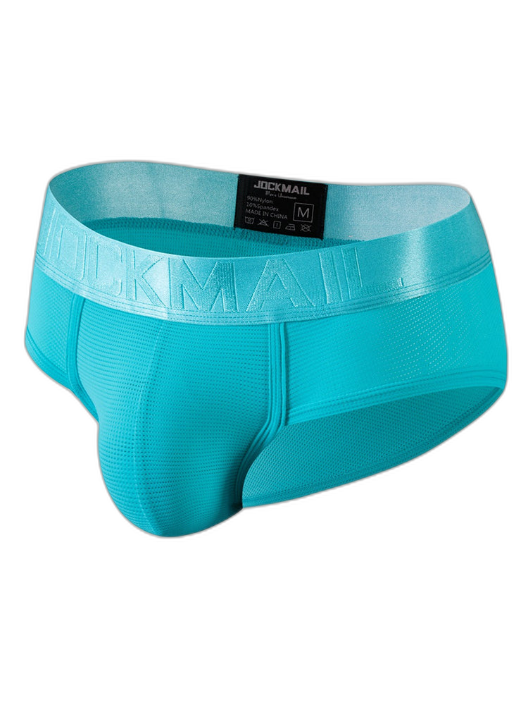 Men's Solid Color Mesh Breathable Sports Fitness Briefs