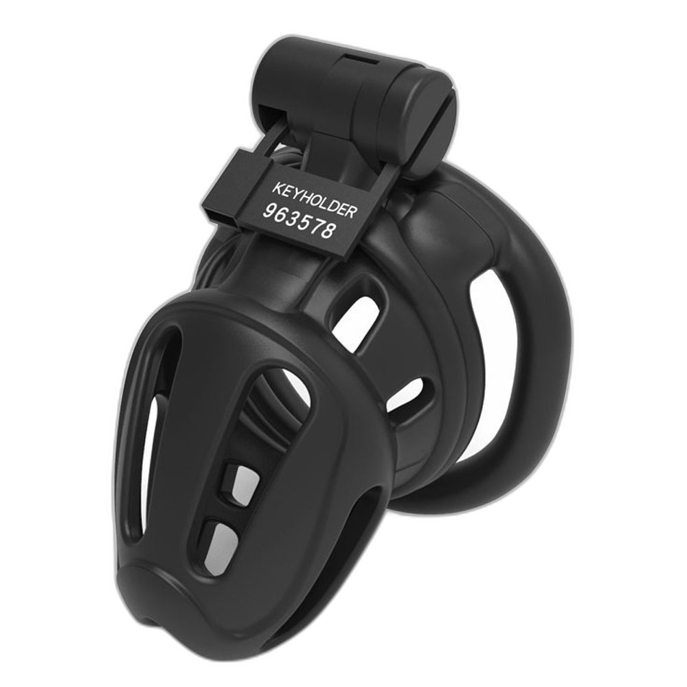 LOCK4D Armoured Bent Ring Chastity Cage