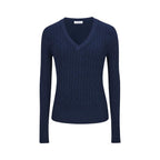 Women's Clothing Is Super Stylish With A High-end Simple And Versatile Cable-knit V-neck Sweater