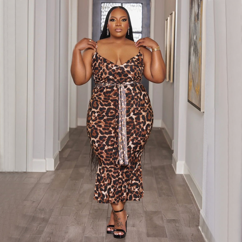 Fashionable Price-adjusted Lace-up Slim-fit Printed Dress