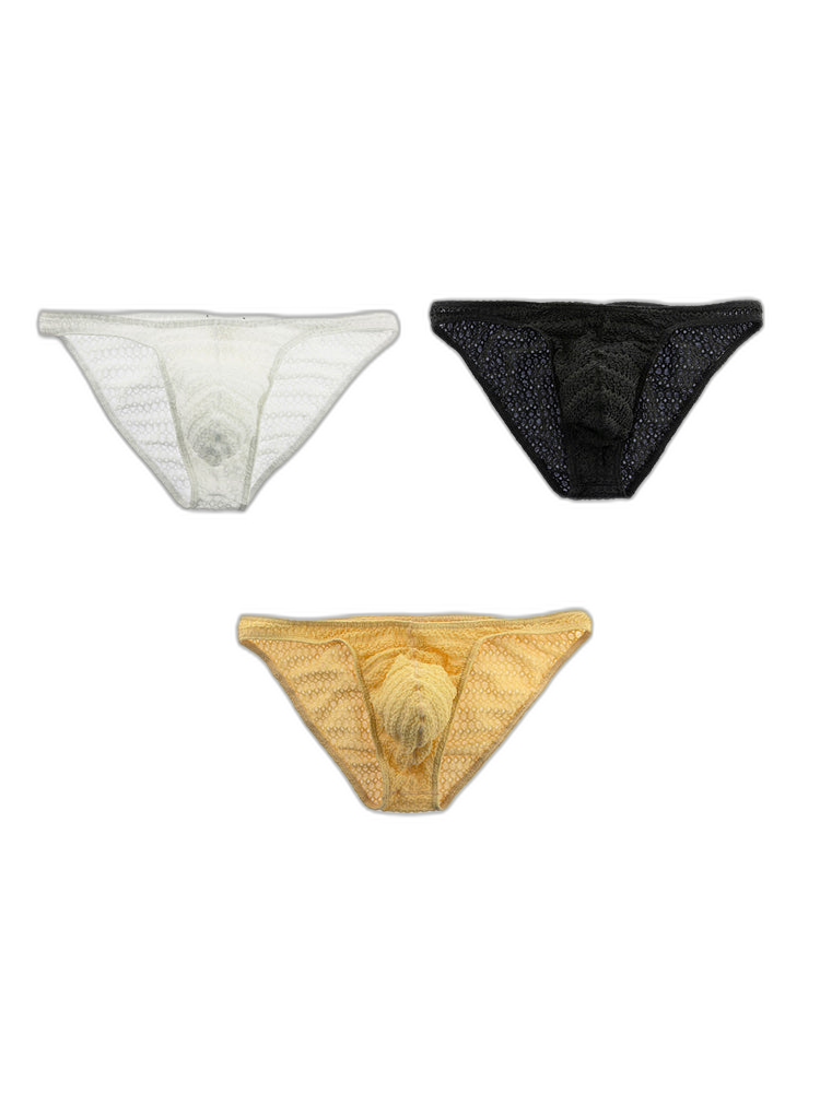 3-pack Men's Low-rise Sexy Mesh Lace Briefs