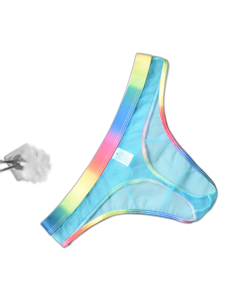 3-pack Men's Rainbow Trim Sheer Mesh Thong