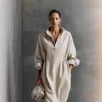 Women's Casual Chic Elegant Long Sleeve Lapel Split Dress