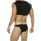 Shiny Sleeveless Crop Vest / Briefs