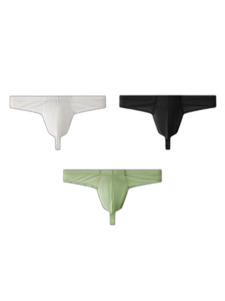 3 Pack Men's Solid Color Seamless Comfort Quick-Dry Breathable Thongs